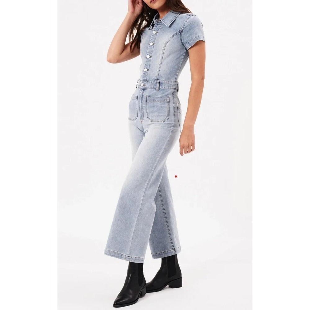 Rolla's Sailor Jumpsuit Light Vintage Blue Size 10M NWT Wide-Leg High-Rise Retro - Picture 3 of 16